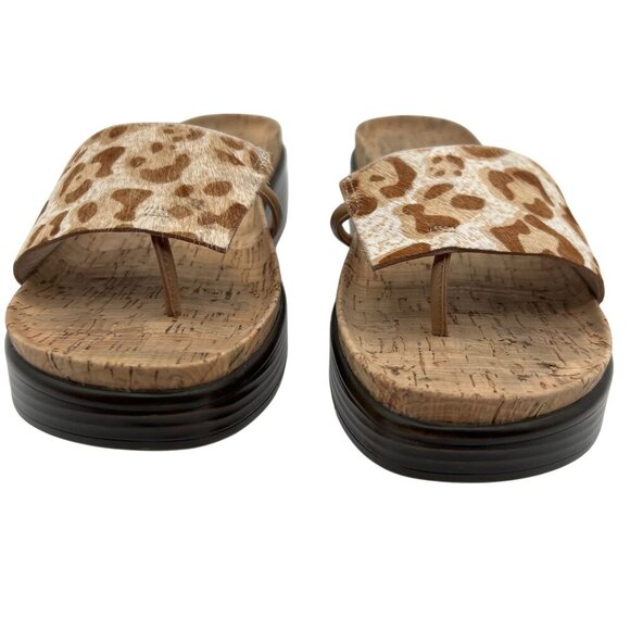 Donald J Pliner FiFi Womens 10M Cork Leopard Thong Slide Sandals Summer Shoes - Picture 5 of 10